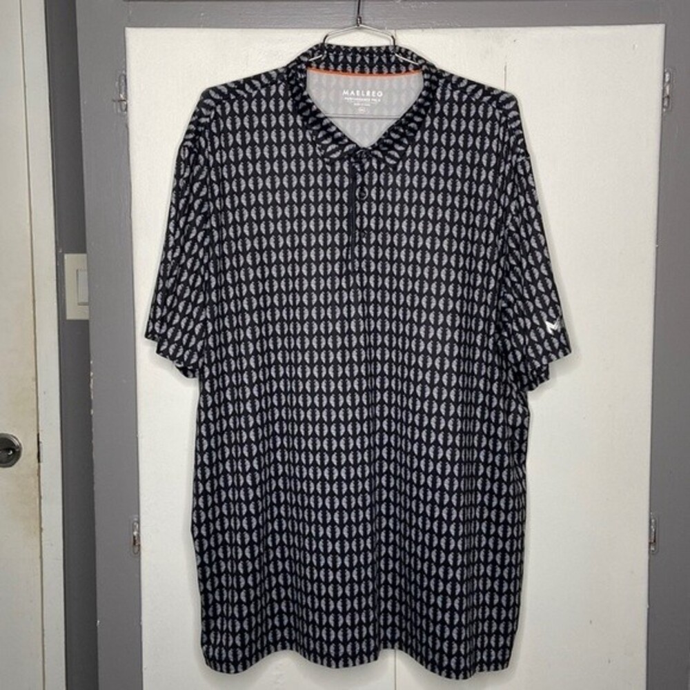maelreg Mens performance short sleeve polo 3xl black geometric